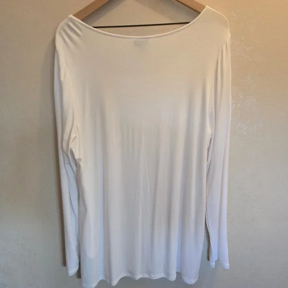 J.Jill White Stretch Long Sleeve Scoop Neck Top Tunic XL - Picture 4 of 5